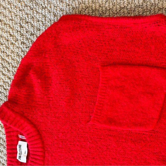 Evereve LNA Clothing Red Knit Crewneck Sweater- Lightweight Shortsleeve Pullover - Picture 8 of 8